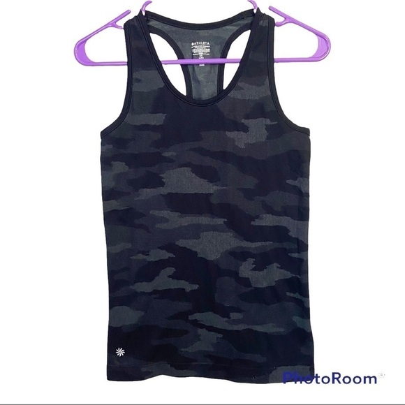 Athleta Speedlight Camo Racerback Tank Black Gray Seamless Anti Odor - Picture 8 of 9